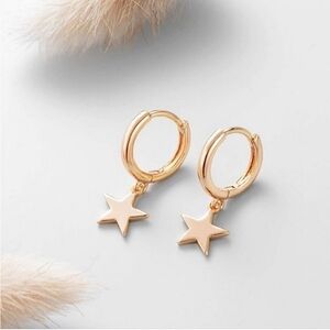 Free People Gold Star Huggie Hoop Earrings